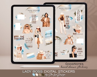 Digital Stickers for GoodNotes, Fashion girl stickers, Aesthetic stickers, Planner stickers, Digital planner, Feminist sticker