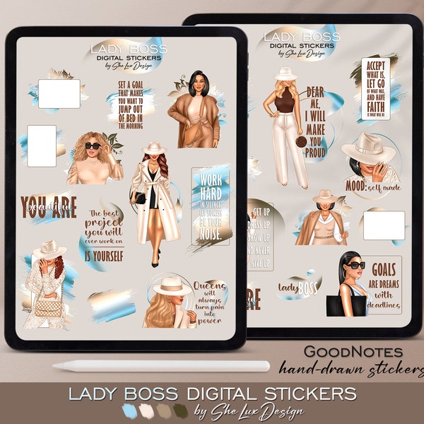 Digital Stickers for GoodNotes, Fashion girl stickers, Aesthetic stickers, Planner stickers, Digital planner, Feminist sticker