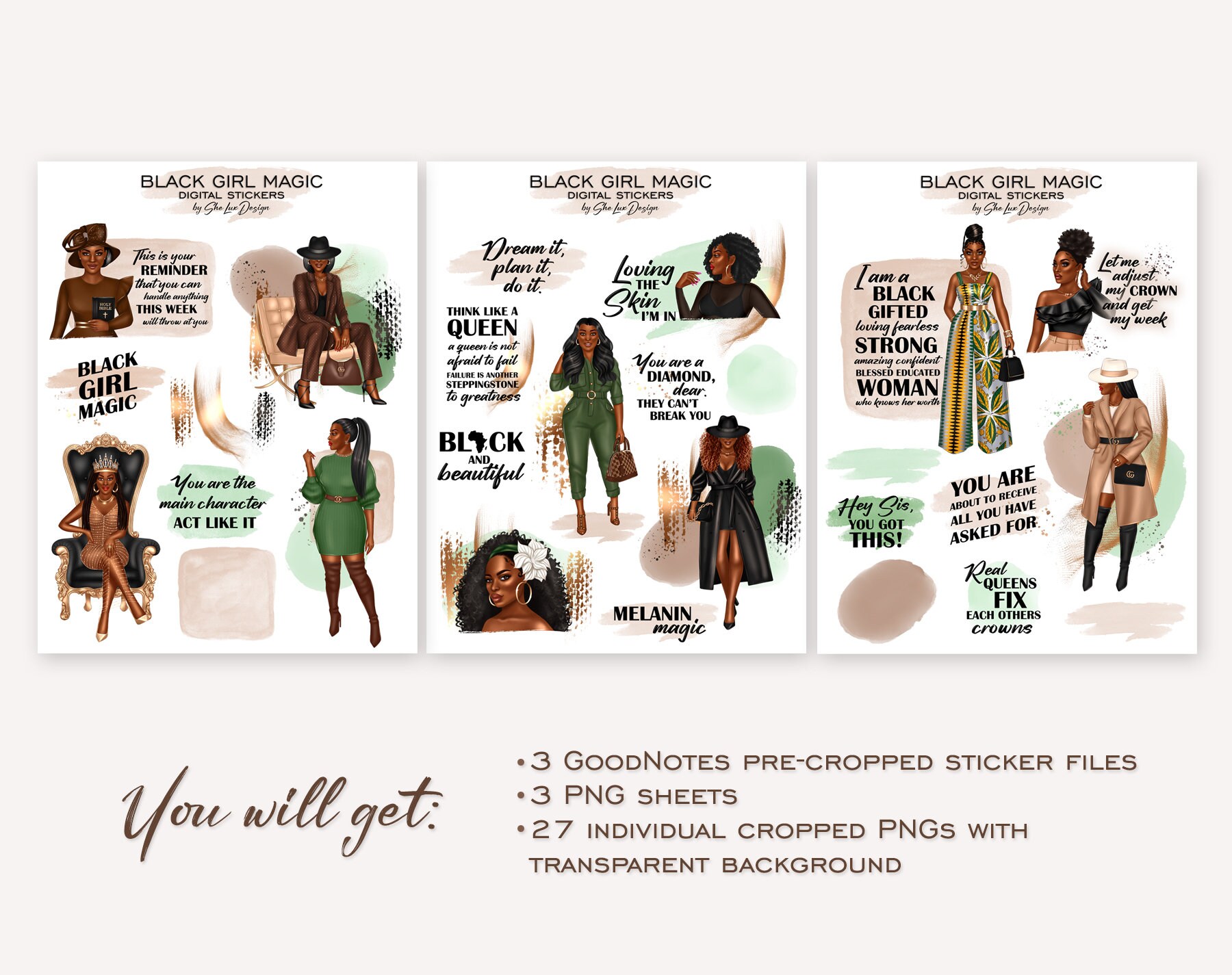 Black Girl Magic Digital Stickers, Goodnotes Stickers, Planner Stickers ...