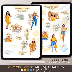 Summer digital stickers, Digital planner stickers, Ipad stickers, Goodnotes stickers, Travel stickers, Digital scrapbooking