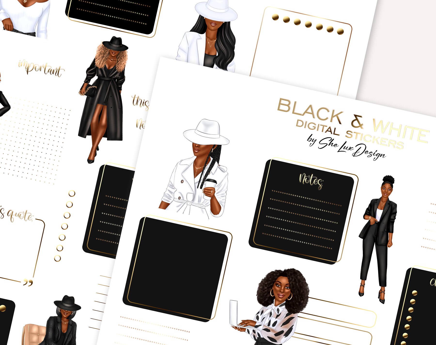 Black Girl Digital Stickers, Goodnotes Stickers, Planner Stickers ...