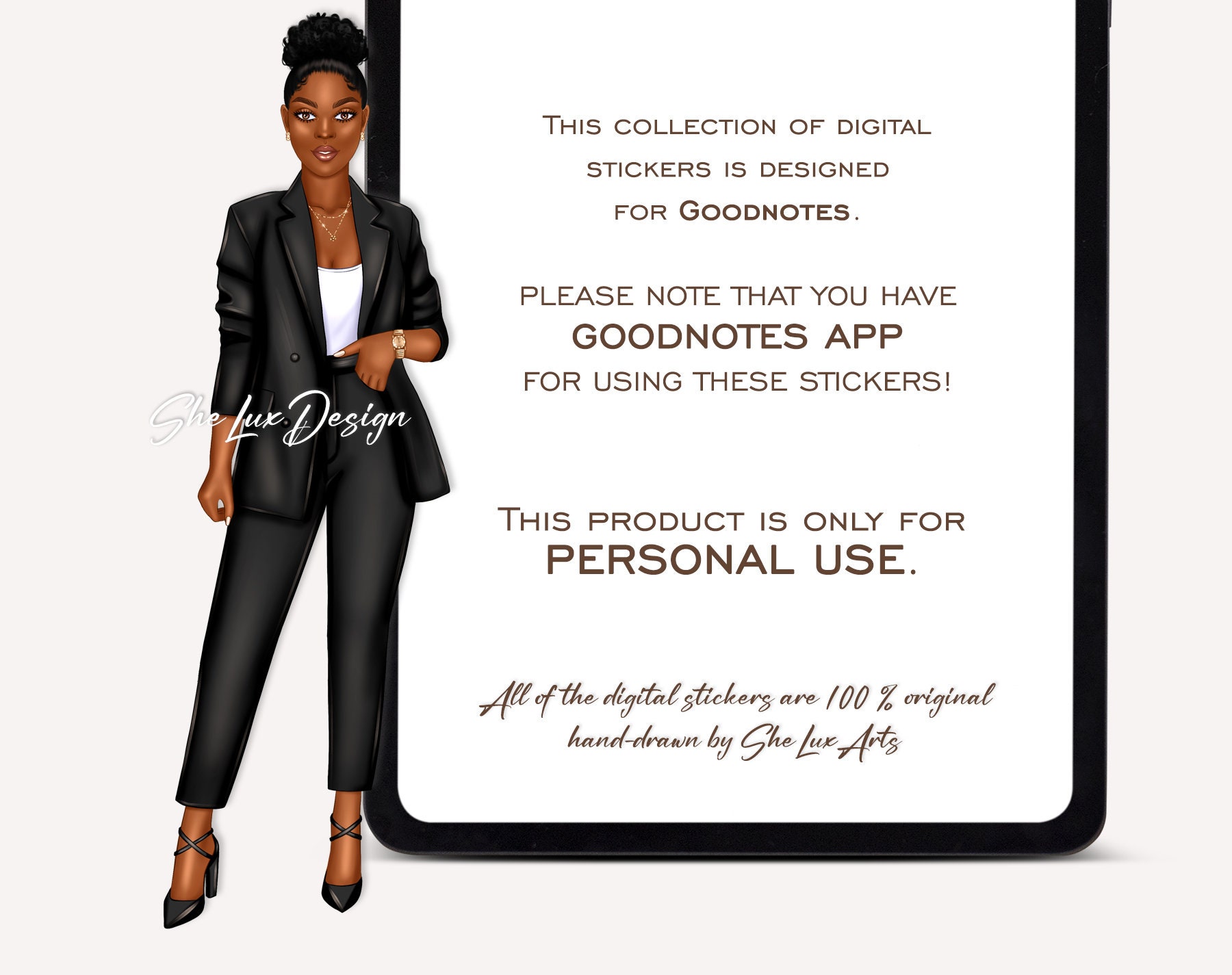 Black Girl Digital Stickers, Goodnotes Stickers, Planner Stickers ...
