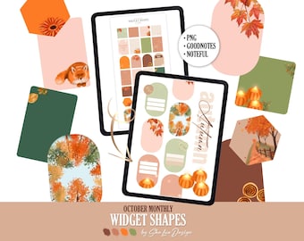 Oktober 2025 Wekelijkse en dagelijkse planner-inzetstukken, digitale plannersjablonen Goodnotes Noteful png iPad-indelingen herfst, herfstplannerstickers