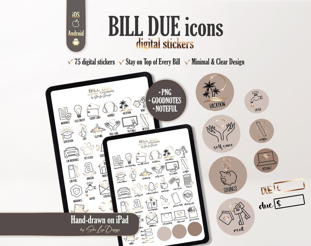 Bill Due Digital Stickers, Budget Planner Stickers, Financial Stickers ...