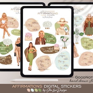 Affirmation Digital stickers, Black girl digital stickers, Goodnotes stickers, Quote sticker, Planner stickers, Black woman sticker pack