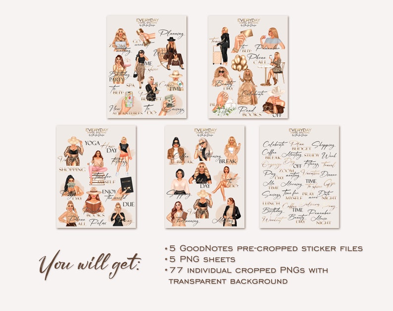 Everyday TO DO Icons Digital Stickers, Black Girl Planner Sticker Pack ...