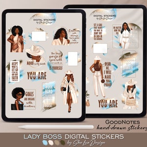 Black girl digital stickers, Goodnotes stickers, Planner Stickers, Pre-cropped stickers, Aesthetic stickers, Digital sticker pack