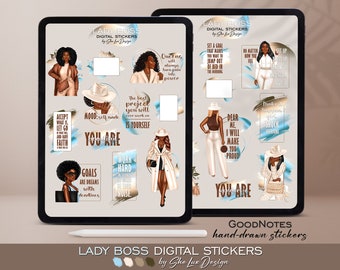 Black girl digital stickers, Goodnotes stickers, Planner Stickers, Pre-cropped stickers, Aesthetic stickers, Digital sticker pack