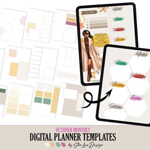 Digital planner templates, Weekly and Daily planner inserts for Fall Goodnotes, Autumn iPad layouts, Planner pages stickers