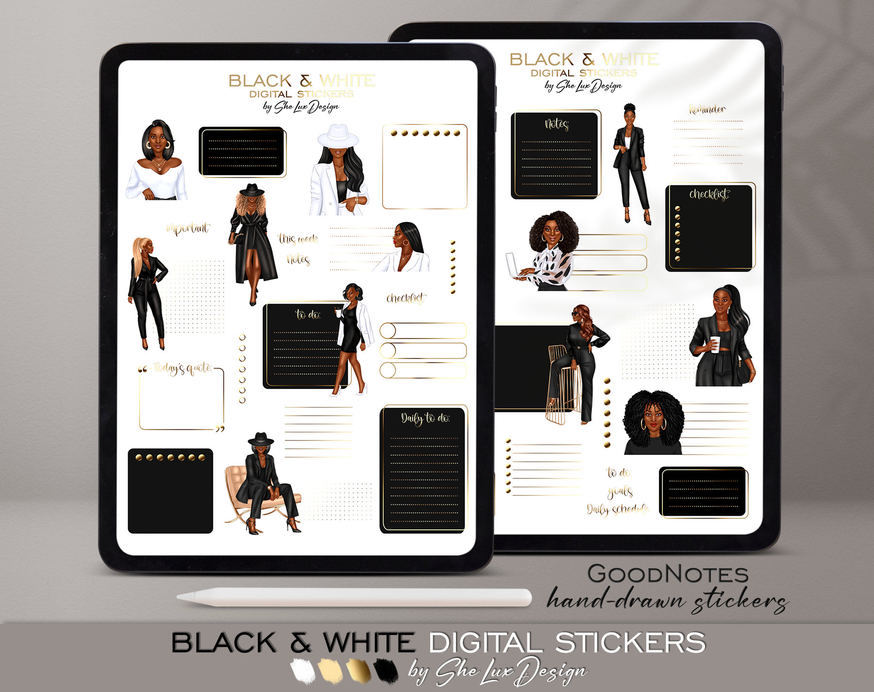 Black Girl Digital Stickers, Goodnotes Stickers, Planner Stickers ...