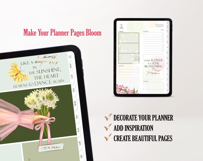 Spring 2026 Aesthetic Quotes Digital Planner Stickers for Goodnotes ...