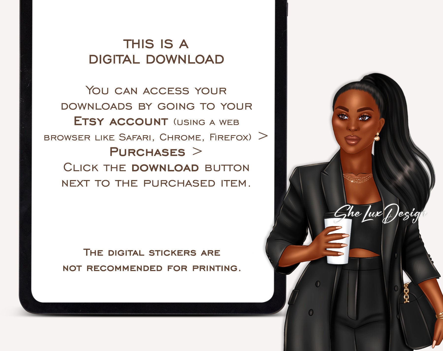 Black Girl Digital Stickers, Goodnotes Stickers, Planner Stickers ...