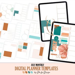 July 2025 Digital planner templates, Daily Weekly template inserts for planning, iPad layout Landscape insert, Goodnotes Noteful background