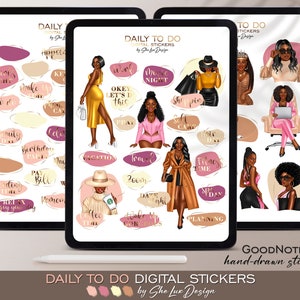 Daal to do Digitale Aufkleber, Schwarze Mädchen Digitale Aufkleber, Goodnotes Aufkleber, Business-Sticker, Schwarze Frau Digitale Aufkleber