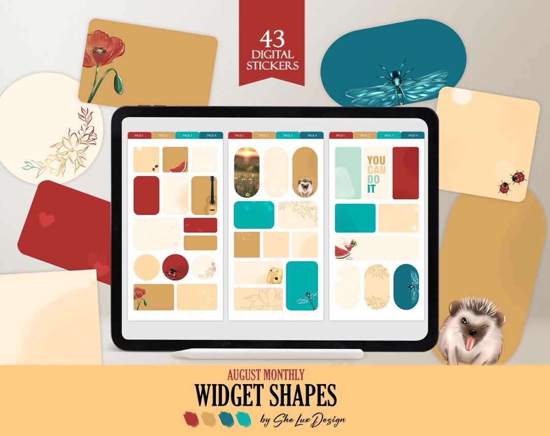 2025 August Digital Shape Widgets, Widget Shapes Stickers for Goodnotes ...