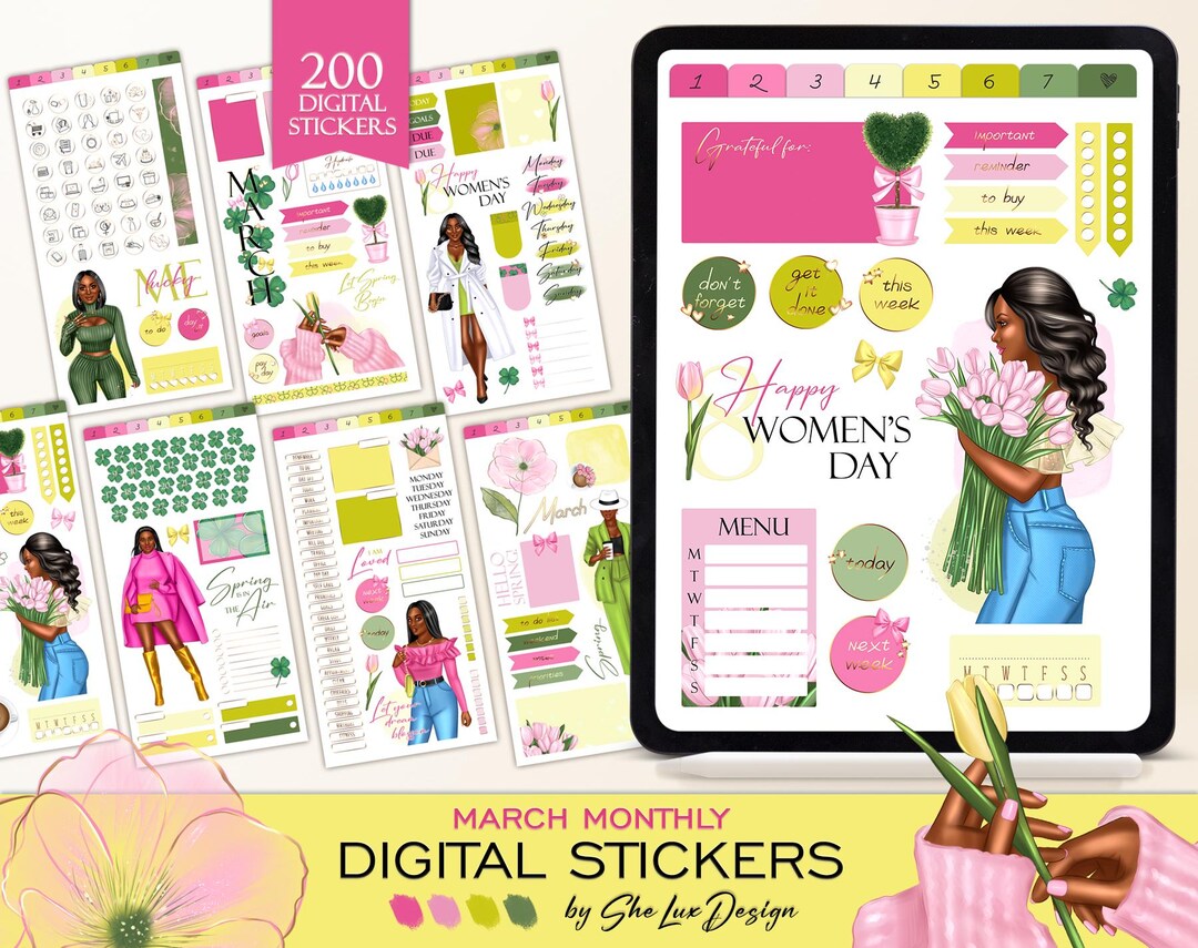 March 2025 Digital Planner Stickers, Goodnotes Sticker Book for Ipad ...