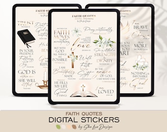 Faith quotes digital planner stickers, Prayer journal sticker, Goodnotes stickers, Bible verse stickers for Christian planner, Bible journal
