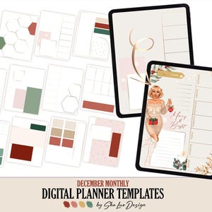 Digital planner templates PNG, December Weekly and Daily planner inserts for Christmas Goodnotes, Winter iPad layouts Planner pages stickers