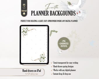 Faith Digital Planner Backgrounds, Semi-Transparent Christian Backgrounds, GoodNotes & Noteful, Bible journaling iPad Planner Decor