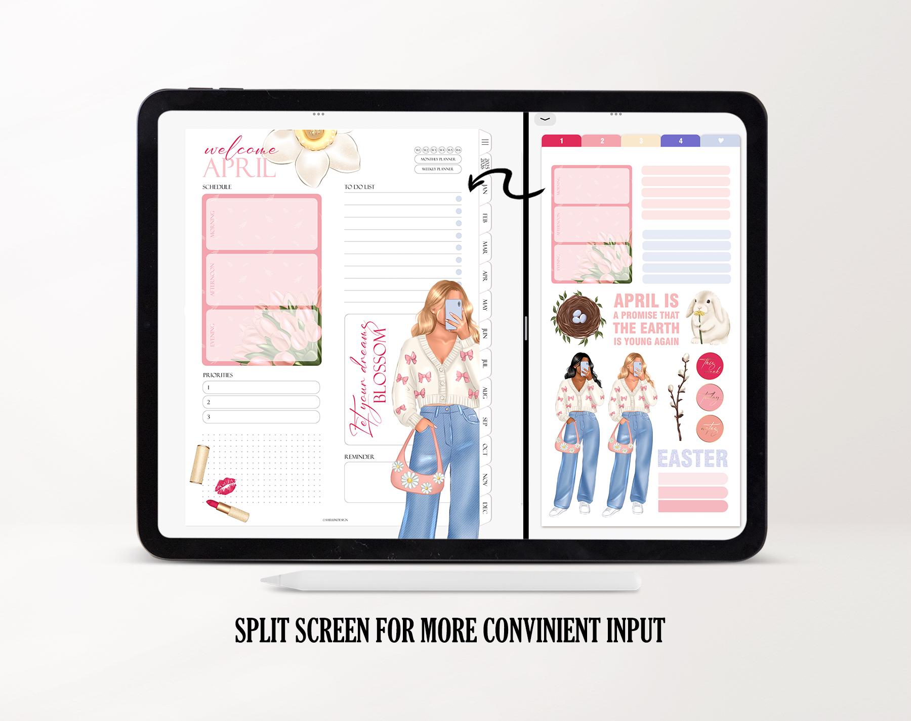 April 2026 Monthly Digital Stickers, Digital Planner Stickers for ...