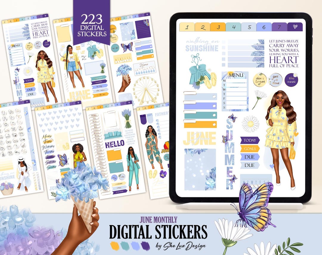 June Widget June 2025 Digital Planner Stickers, Goodnotes Sticker Book for Ipad ...