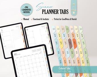 Digital planner Tabs for digital planner Noteful, Goodnotes, PNG, Colored tab insert for digital planning Summer colors tab digital stickers