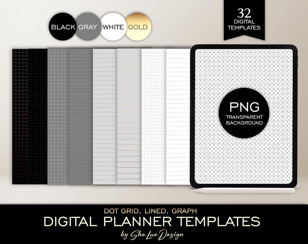 Digital Note Paper Templates With Transparent Background, Dot Grid ...