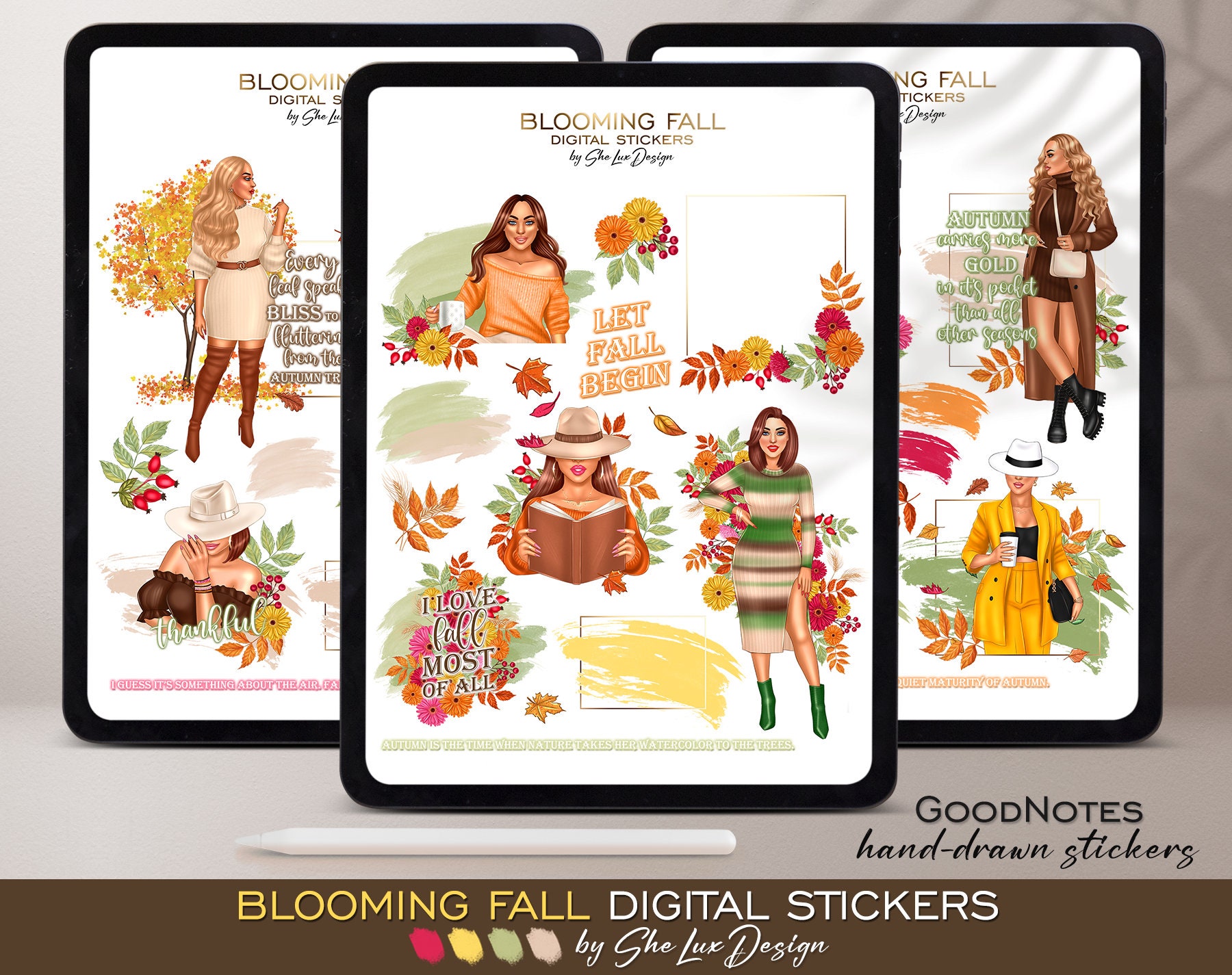 Autumn Digital Stickers for Goodnotes Planner, Fall Stickers, Autumn ...