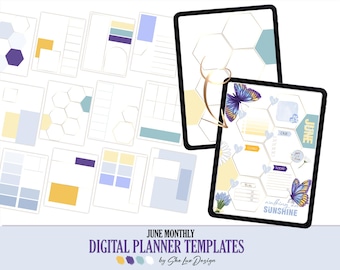 June 2025 Digital planner templates, Weekly template and Daily planner inserts for planning, iPad and Android weekly layout Landscape insert