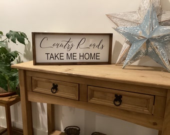 Handmade 'Country Roads' Sign, Rustic Farmhouse Wall Decor