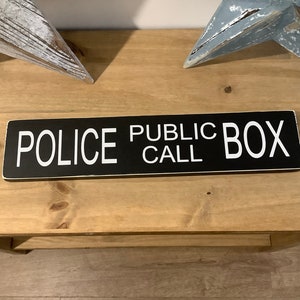 Dr Who Police Box Wood Sign, Handmade Fan Decor