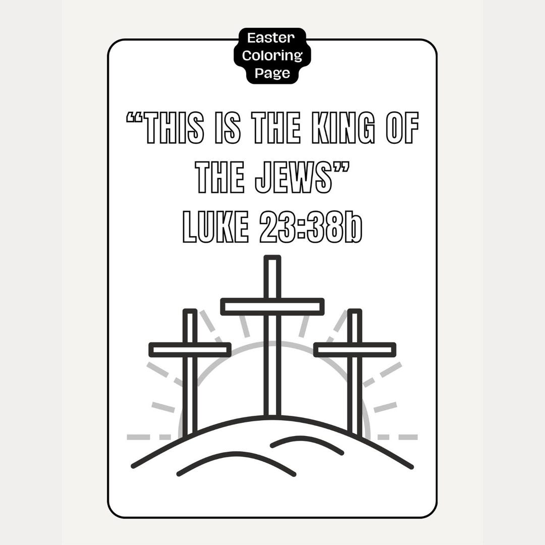 Ostern Ausmalbild | Religiöses Kreuz, König der Juden Bibelvers
