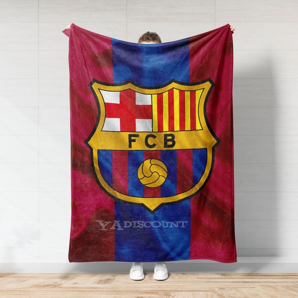 FC Barcelona Bedspread Throw, Barça Cozy Blankets, Blaugrana Throw Blankets, Camp Nou Gift Items, Andrés Iniesta, Lionel Messi, Xavi