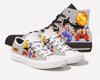 Zapato unisex Dragon Ball de pizarra pálida, zapatillas altas y bajas DBZ, calzado para fanáticos de Son Goku, zapato de lona Dragon Ball Z Goku en acción S33