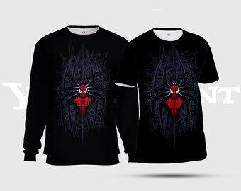 Minimalist Spiderman Unisex Tees, Marvel Spiderman Lover All-Over-Print Sweatshirt, Black Superhero Character AOP T-Shirt S20