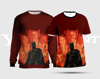 Espresso & Persian Red Batman Animated Series Unisex Tees, Redwood Gotham City Hero All-Over-Print Sweatshirt, Comic Hero AOP T-Shirt S05