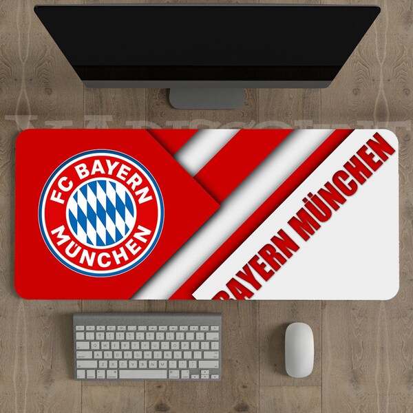 FC Bayern Munich Desk Mat Extend Gaming Mouse Pad Large Mousepad with Stitched Edges, Mouse Mat Desk Pad for Work Game Office Home XXL