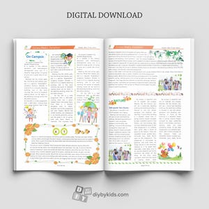 4 Pages School Newsletter Template, MS Word Newsletter Printable, Monthly Newsletter, PTA Meeting Handouts, Classroom Newsletter