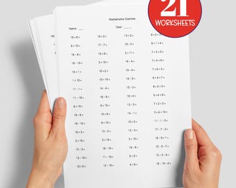 21 fiches d&#39;exercices de maths, Exercices de calcul simples et complexes, S&#39;entraîner à compter la vitesse, Devoirs d&#39;addition, Fiche d&#39;exercices de maths