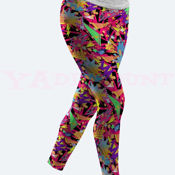 Chaotic Grunge Colorful Leggings, Modern Abstract Art Yoga Casual Activewear, Everyday Pants for Ladies, Women, Youth, Gift for Her S02