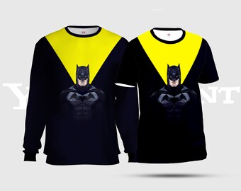 Cadmium Yellow Batman Unisex Tees, Aureolin & Black Gotham City Hero All-Over-Print Sweatshirt, Neon Yellow Comic Hero AOP T-Shirt S03