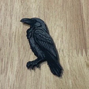 Raven bird  leather patch