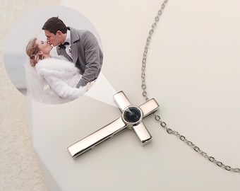 Men's Cross Necklace, Cross projection necklace, Personalized Picture Necklace, Religious Jewelry, Cross Prayer Necklace, Fathers DayGift