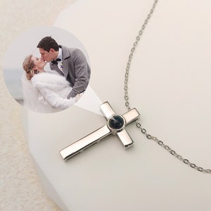 Men&#39;s Cross Necklace, Cross projection necklace, Personalized Picture Necklace, Religious Jewelry, Cross Prayer Necklace, Mothers Day Gift