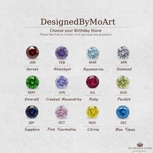 May include: A chart showing the birthstones for each month of the year. The chart features a colorful gemstone for each month, with the name of the gemstone and month listed below. The chart is titled "DesignedByMoArt Choose your Birthday Stone".