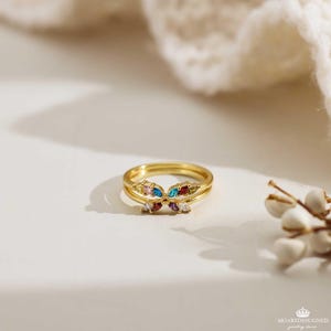 18k Gold Custom Marquise Birthstone Ring, Dainty Ring, Famliy Gift, Minimalist Ring, Anniversary Gift, Gift for Mom,Mothers Day Gift for Her