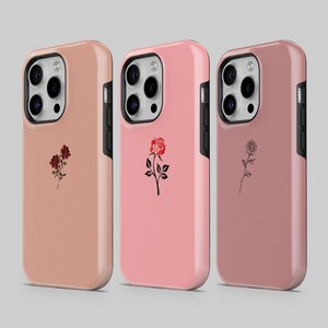 Custodia per telefono minimalista e carina Roses TOUGH cover adatta per iPhone 15 Pro Max, 14 Plus, 13, 12, 11, XR, XS e Samsung S23, S22, A54, A53, Pixel 8,7