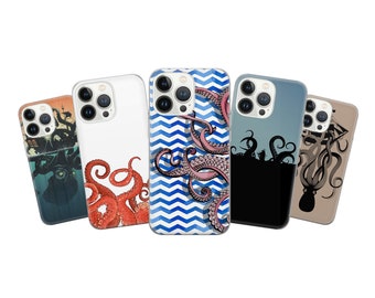 Funda de teléfono Octopus Kraken compatible con iPhone 17 Pro Max, 16 Pro, 15, 14, 13, 12, 11 y Samsung S25, S24, A56, A16, Pixel 10, 9