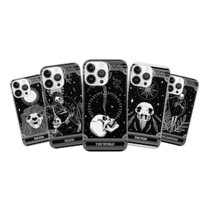 Tarot Card Goth-telefoonhoes Scarry-cover geschikt voor iPhone 14 Pro, 13, 12, 11, XR, 8+, 7 en Samsung S23, S22, A53, A51, Huawei P20, P30 Lite