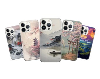 Japanese Landscape Phone Case Water cover fit for iPhone 17 Pro Max, 16 Pro, 15, 14, 13, 12, 11 & Samsung S25, S24, A56, A16, Pixel 10, 9